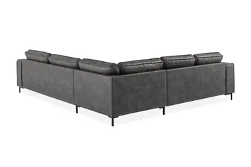 Akron Hjørnesofa Bonded Lær - Mørkegrå - Møbler - Sofaer - Skinnsofaer