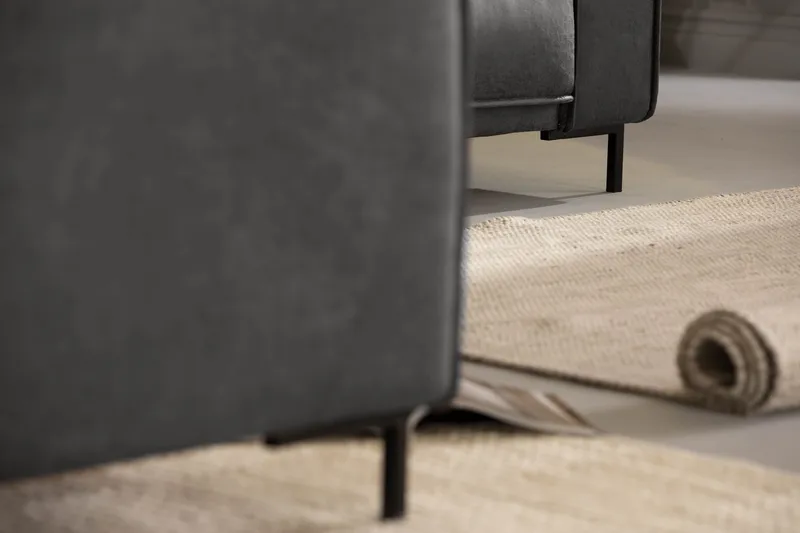 Akron Hjørnesofa Bonded Lær - Mørkegrå - Møbler - Sofaer - Skinnsofaer