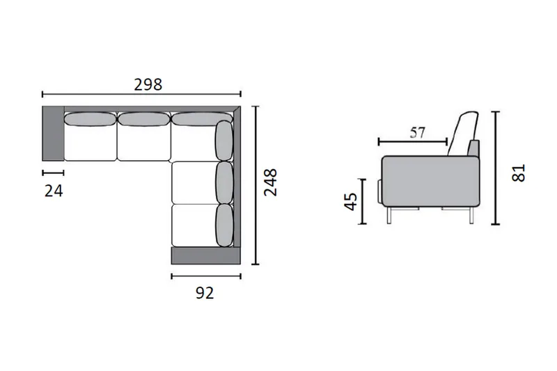 Akron Hjørnesofa Bonded Lær - Mørkegrå - Møbler - Sofaer - Skinnsofaer