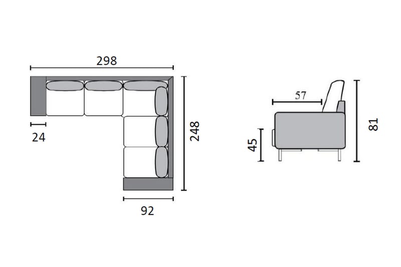 Akron Hjørnesofa Bonded Lær - Mørkegrå - Møbler - Sofaer - Skinnsofaer