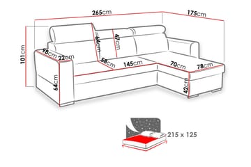 Azalea Divansovesofa 265x175x101 cm - Møbler - Sofaer - Skinnsofaer