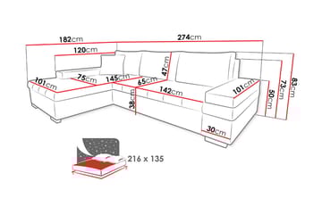 Bangkok Divansovesofa 274x182x83 cm - Møbler - Sofaer - Skinnsofaer