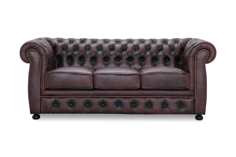 Birmingham Sofa 3-Seter 100% Lær - Farge: Okseblod - Skinnsofaer - Chesterfield sofaer - Sofa 3 seter