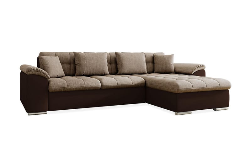 Camior Divansovesofa 4-seter HøyreKunstlær - Brun/Beige - Sovesofaer - Sovesofa divan - Skinnsofaer