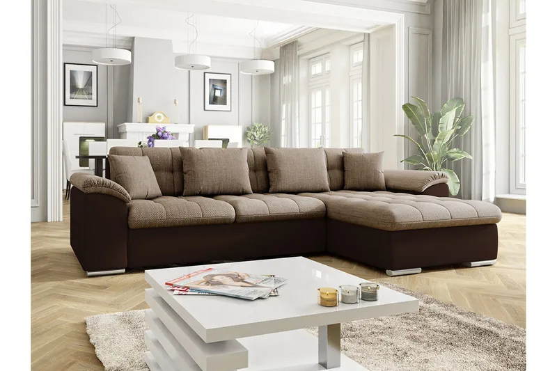 Camior Divansovesofa 4-seter HøyreKunstlær - Brun/Beige - Møbler - Sofaer - Skinnsofaer