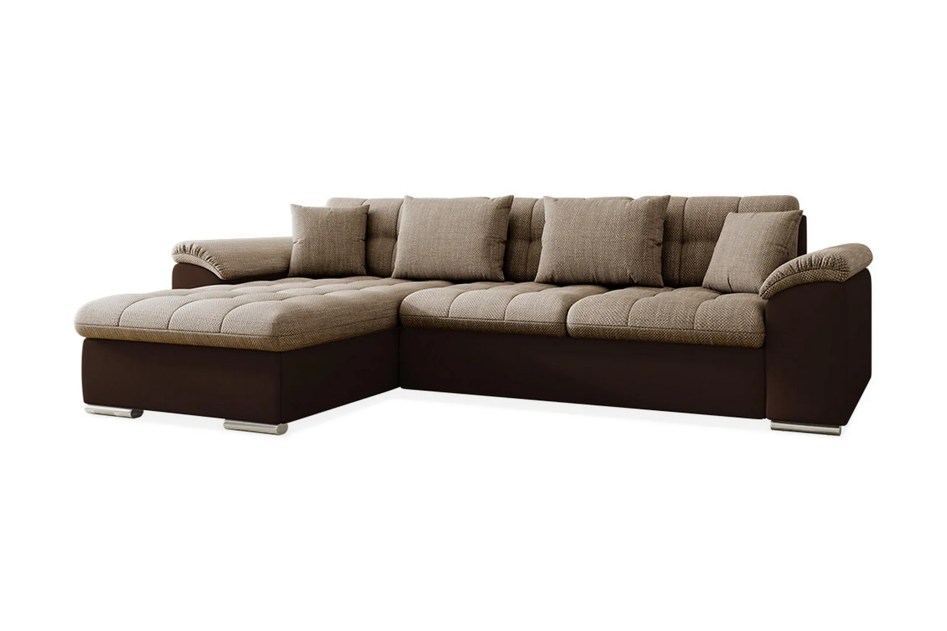Camior Divansovesofa 4-seter Venstre Kunstlær - Beige/Brun
