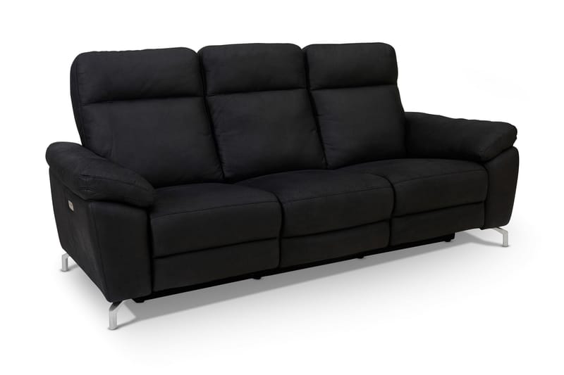 Celebrity 3-seters Reclinersofa - Svart/Sølv - Sofa 3 seter - Skinnsofaer - Reclinersofaer - 3 seters kinosofa & reclinersofa