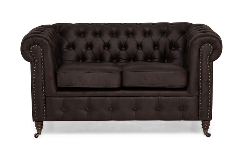 Chesterfield Deluxe 2-seters Sofa - Mørkebrun - Skinnsofaer - Chesterfield sofaer - 2 seter sofa