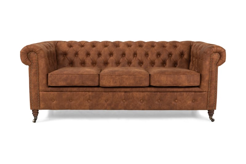 Chesterfield Deluxe 3-seters Sofa - Konjakk - Skinnsofaer - Chesterfield sofaer - Sofa 3 seter