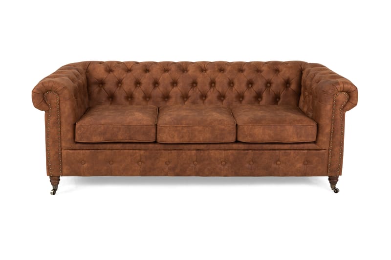 Chesterfield Deluxe 3-seters Sofa - Konjakk - Møbler - Sofaer - Skinnsofaer