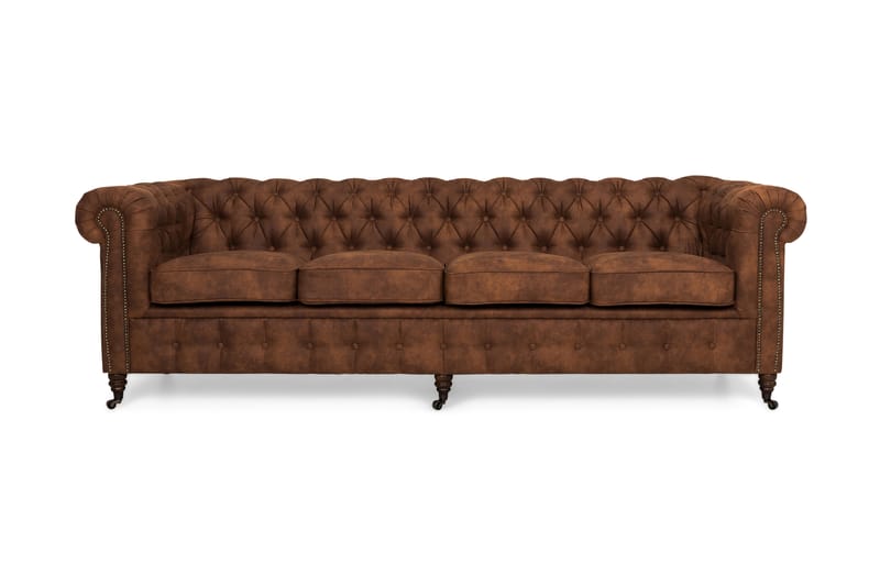 Chesterfield Deluxe 4-seter Sofa - Cognac - Skinnsofaer - 4 seter sofa - Chesterfield sofaer