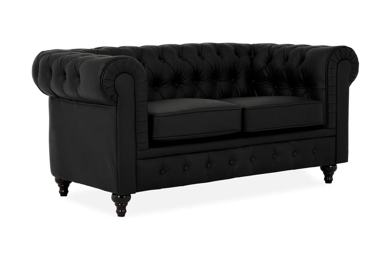 Chesterfield Lyx 2-seters Sofa Kunstlær - Svart - Møbler - Sofaer - Skinnsofaer
