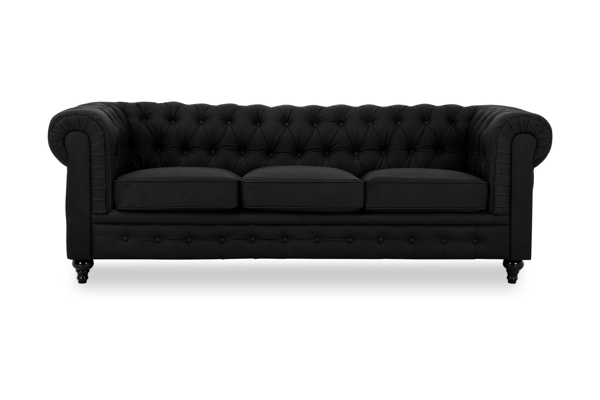 Chesterfield Lyx 3-seter Dyp sofa kunstskinn - Svart - Møbler - Sofaer - Skinnsofaer