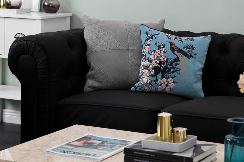 Chesterfield Lyx 3-seter Dyp sofa kunstskinn - Svart - Møbler - Sofaer - Skinnsofaer