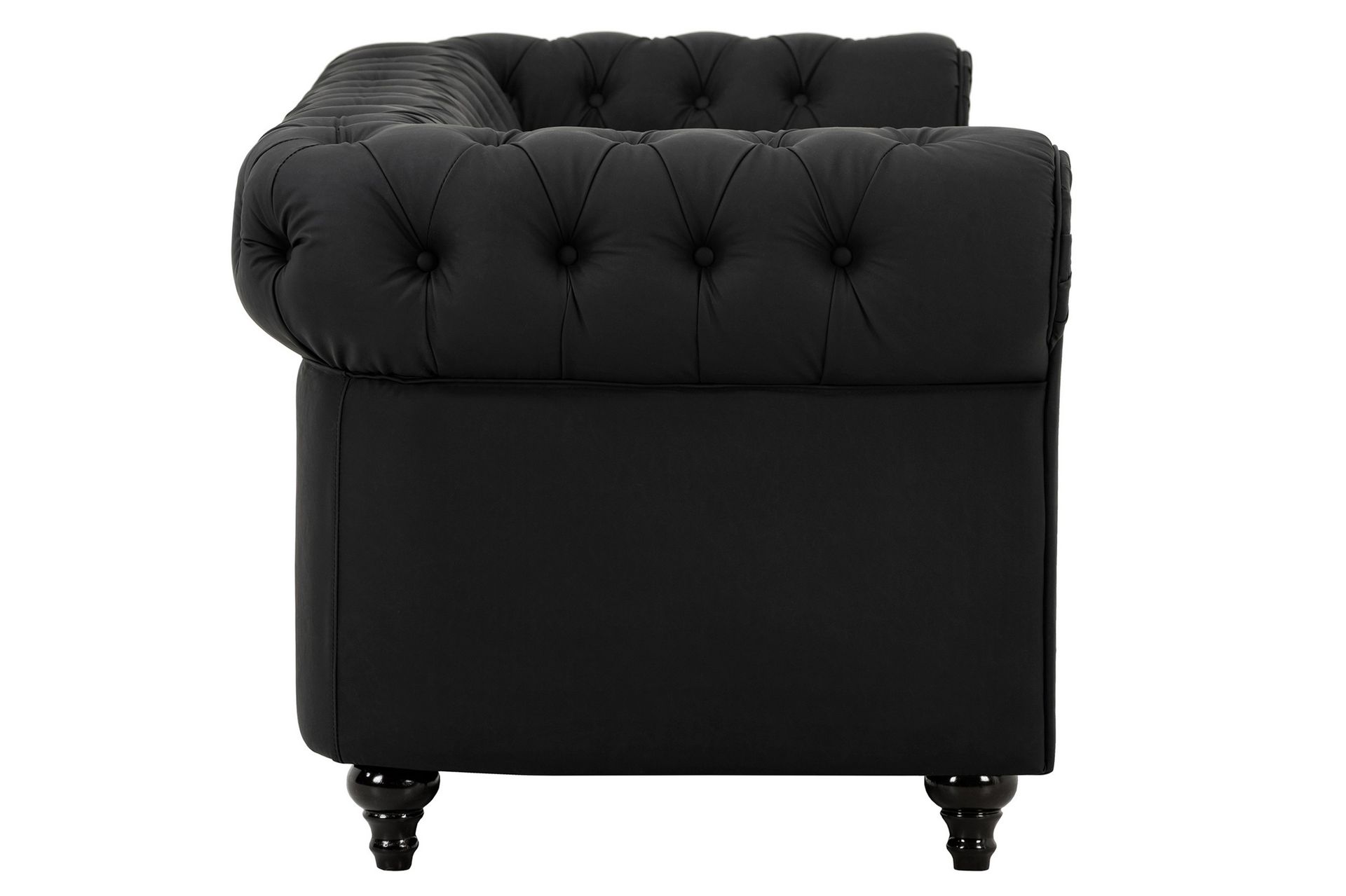 Chesterfield Lyx 3-seter Dyp sofa kunstskinn - Svart - Møbler - Sofaer - Skinnsofaer