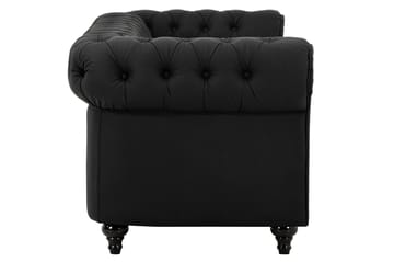 Chesterfield Lyx 3-seter Dyp sofa kunstskinn - Svart - Møbler - Sofaer - Skinnsofaer