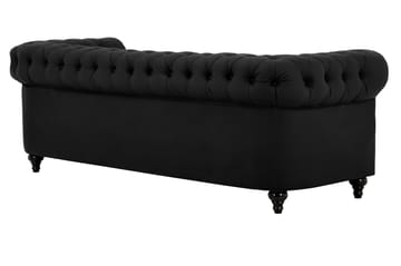 Chesterfield Lyx 3-seter Dyp sofa kunstskinn - Svart - Møbler - Sofaer - Skinnsofaer