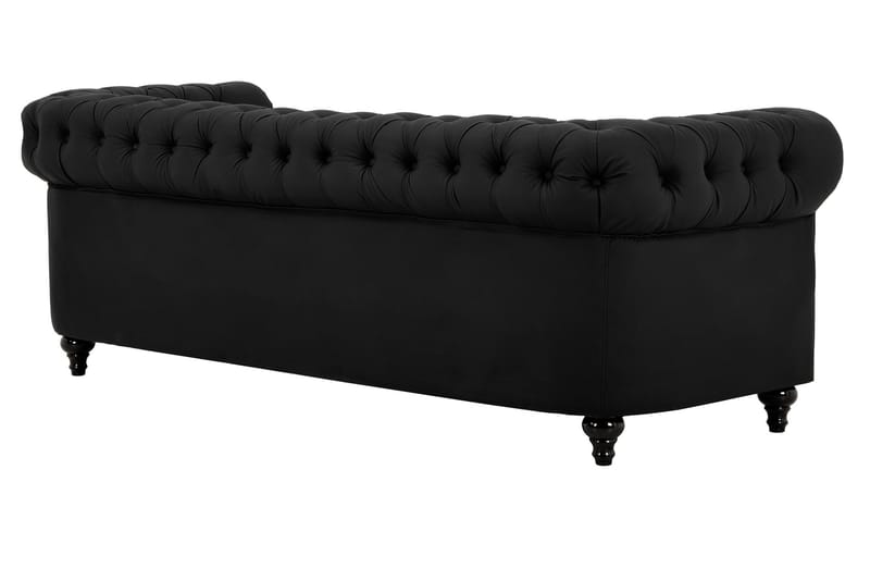 Chesterfield Lyx 3-seter Dyp sofa kunstskinn - Svart - Møbler - Sofaer - Skinnsofaer