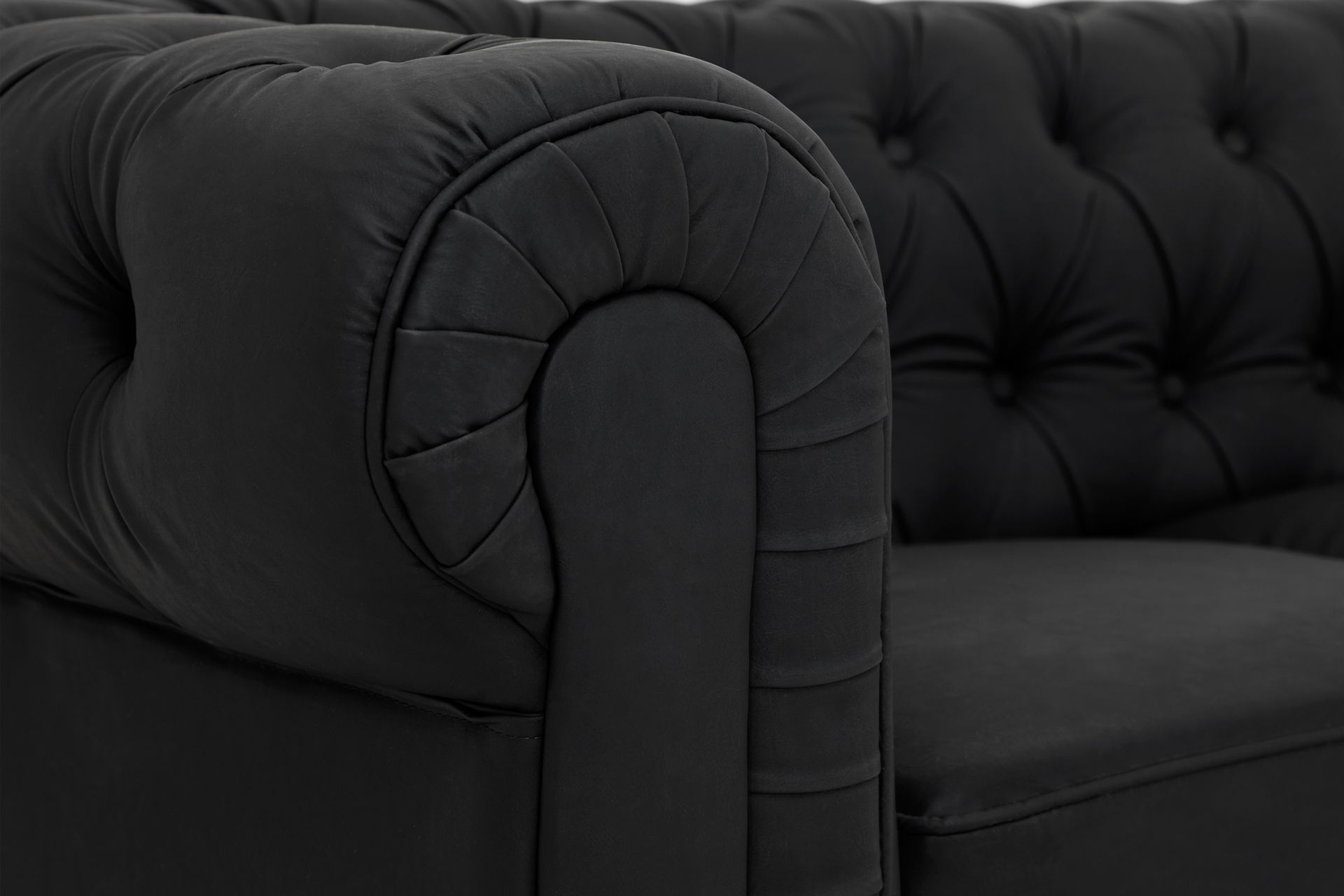 Chesterfield Lyx 3-seter Dyp sofa kunstskinn - Svart - Møbler - Sofaer - Skinnsofaer