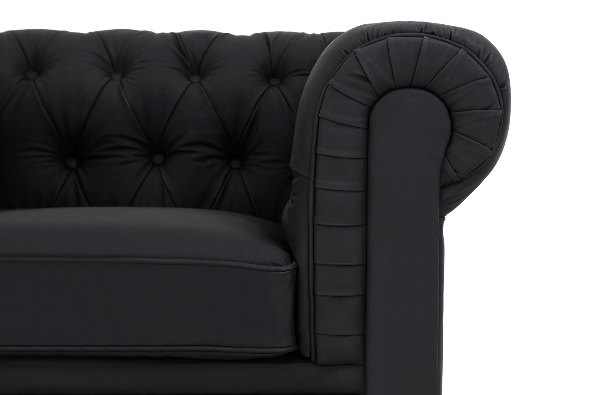 Chesterfield Lyx 3-seter Dyp sofa kunstskinn - Svart - Møbler - Sofaer - Skinnsofaer