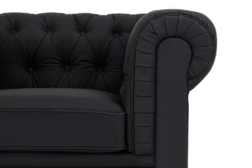 Chesterfield Lyx 3-seter Dyp sofa kunstskinn - Svart - Møbler - Sofaer - Skinnsofaer