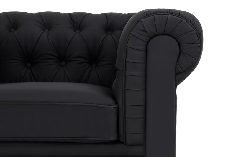 Chesterfield Lyx 3-seter Dyp sofa kunstskinn - Svart - Møbler - Sofaer - Skinnsofaer