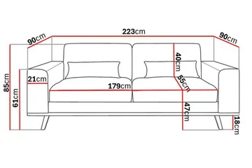 Copenhagen 3-seters Sofa i Kunstlær - Mørk grå - Møbler - Sofaer - Skinnsofaer