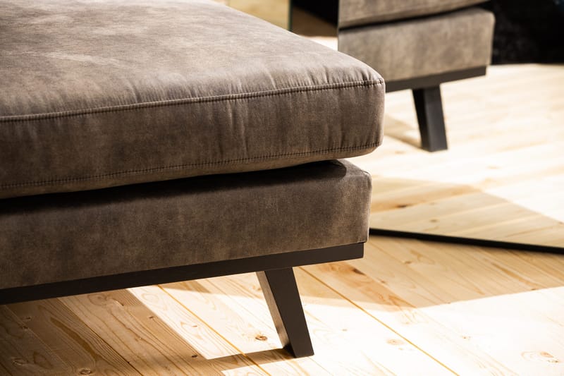 Copenhagen 4-seters Høyrevendt L-formet Divansofa i Kunstlær - Mørk grå - Møbler - Sofaer - Skinnsofaer