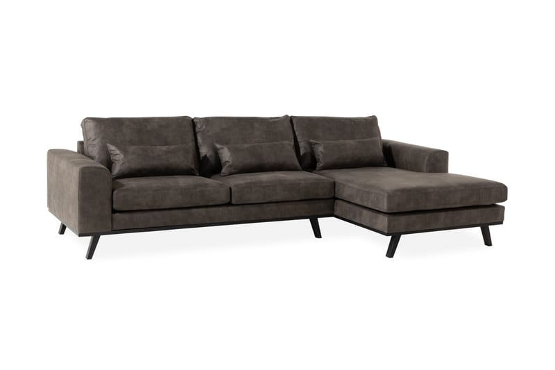 Copenhagen 4-seters Høyrevendt L-formet Divansofa i Kunstlær - Mørk grå - Møbler - Sofaer - Skinnsofaer