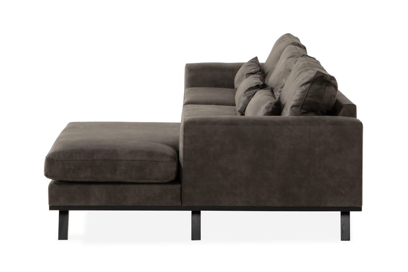 Copenhagen 4-seters Høyrevendt L-formet Divansofa i Kunstlær - Mørk grå - Møbler - Sofaer - Skinnsofaer