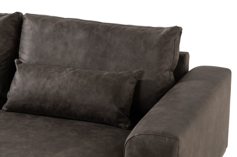 Copenhagen 4-seters Høyrevendt L-formet Divansofa i Kunstlær - Mørk grå - Møbler - Sofaer - Skinnsofaer