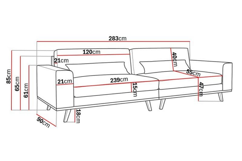 Copenhagen 4-seters Sofa i Kunstlær - Mørk grå - Møbler - Sofaer - Skinnsofaer