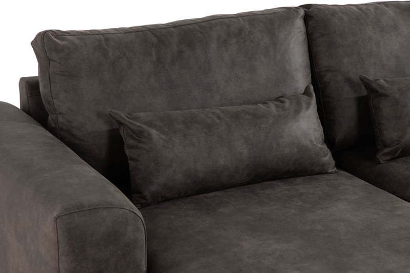 Copenhagen 5-seters Høyrevendt U-formet Sofa med Divan og Sjeselong i Kunstlær - Mørk grå - Møbler - Sofaer - Skinnsofaer