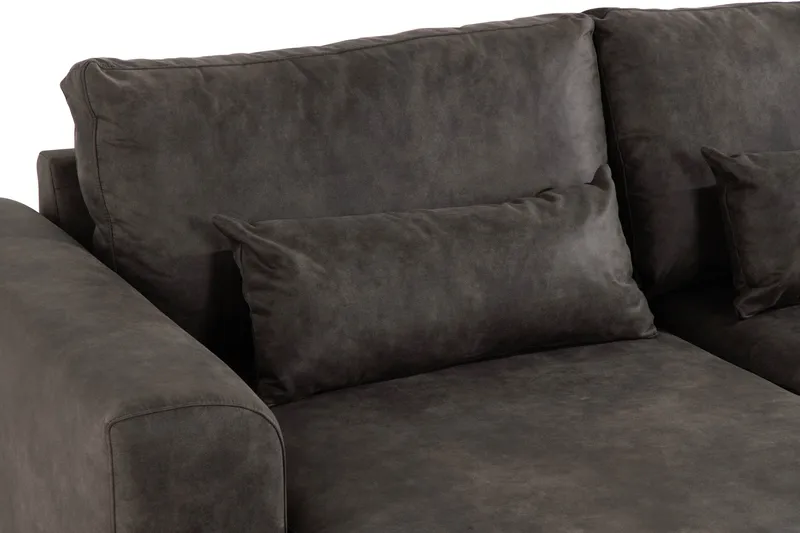 Copenhagen 5-seters Høyrevendt U-formet Sofa med Divan og Sjeselong i Kunstlær - Mørk grå - Møbler - Sofaer - Skinnsofaer