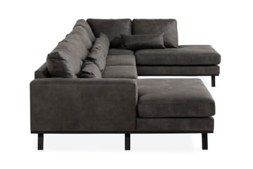 Copenhagen 5-seters Høyrevendt U-formet Sofa med Divan og Sjeselong i Kunstlær - Mørk grå - Møbler - Sofaer - Skinnsofaer