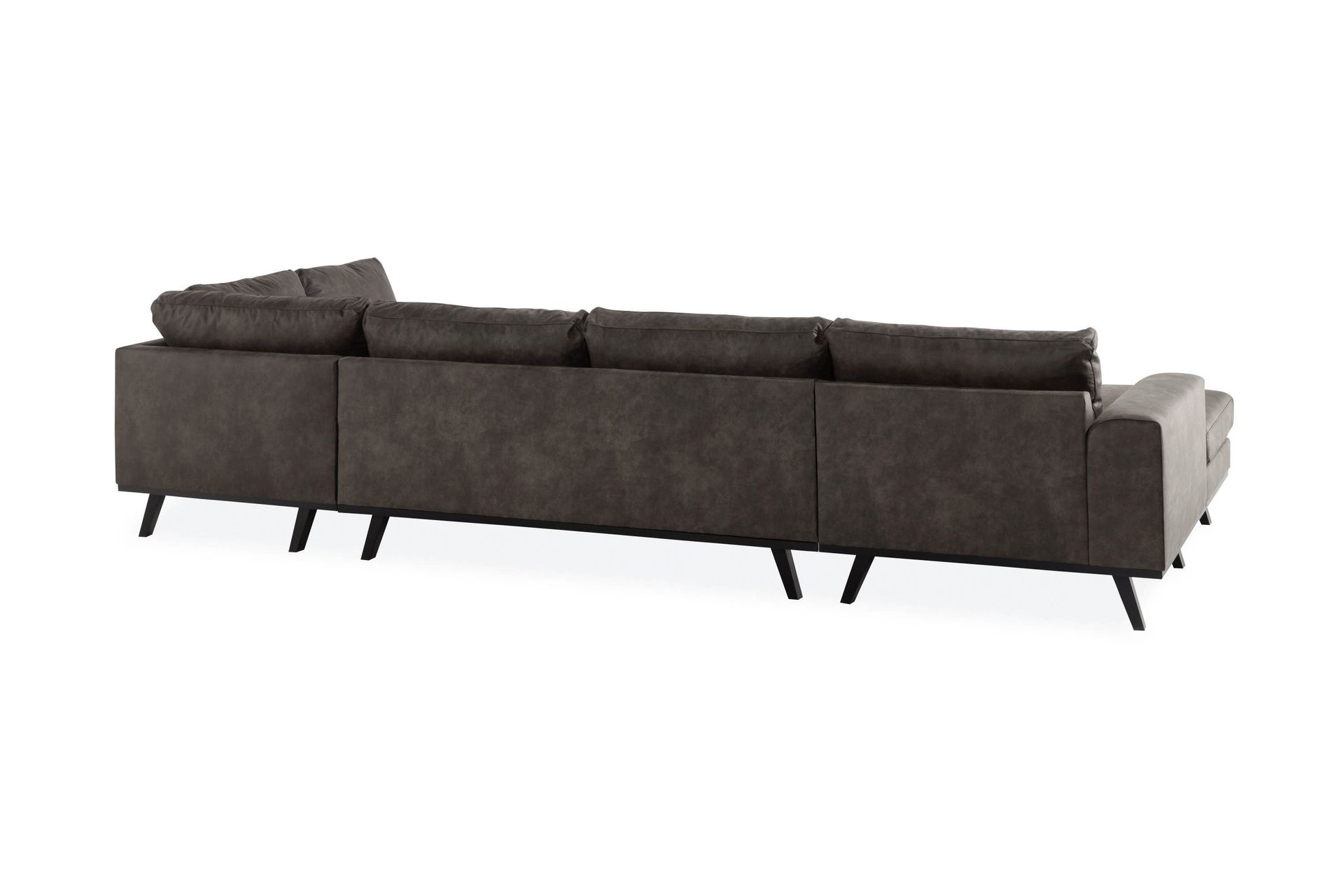Copenhagen 5-seters Høyrevendt U-formet Sofa med Divan og Sjeselong i Kunstlær - Mørk grå - Møbler - Sofaer - Skinnsofaer