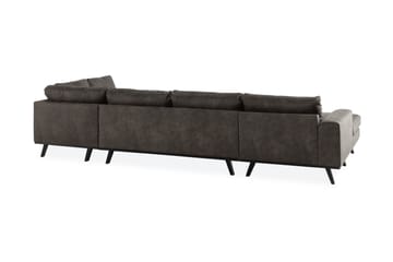 Copenhagen 5-seters Høyrevendt U-formet Sofa med Divan og Sjeselong i Kunstlær - Mørk grå - Møbler - Sofaer - Skinnsofaer
