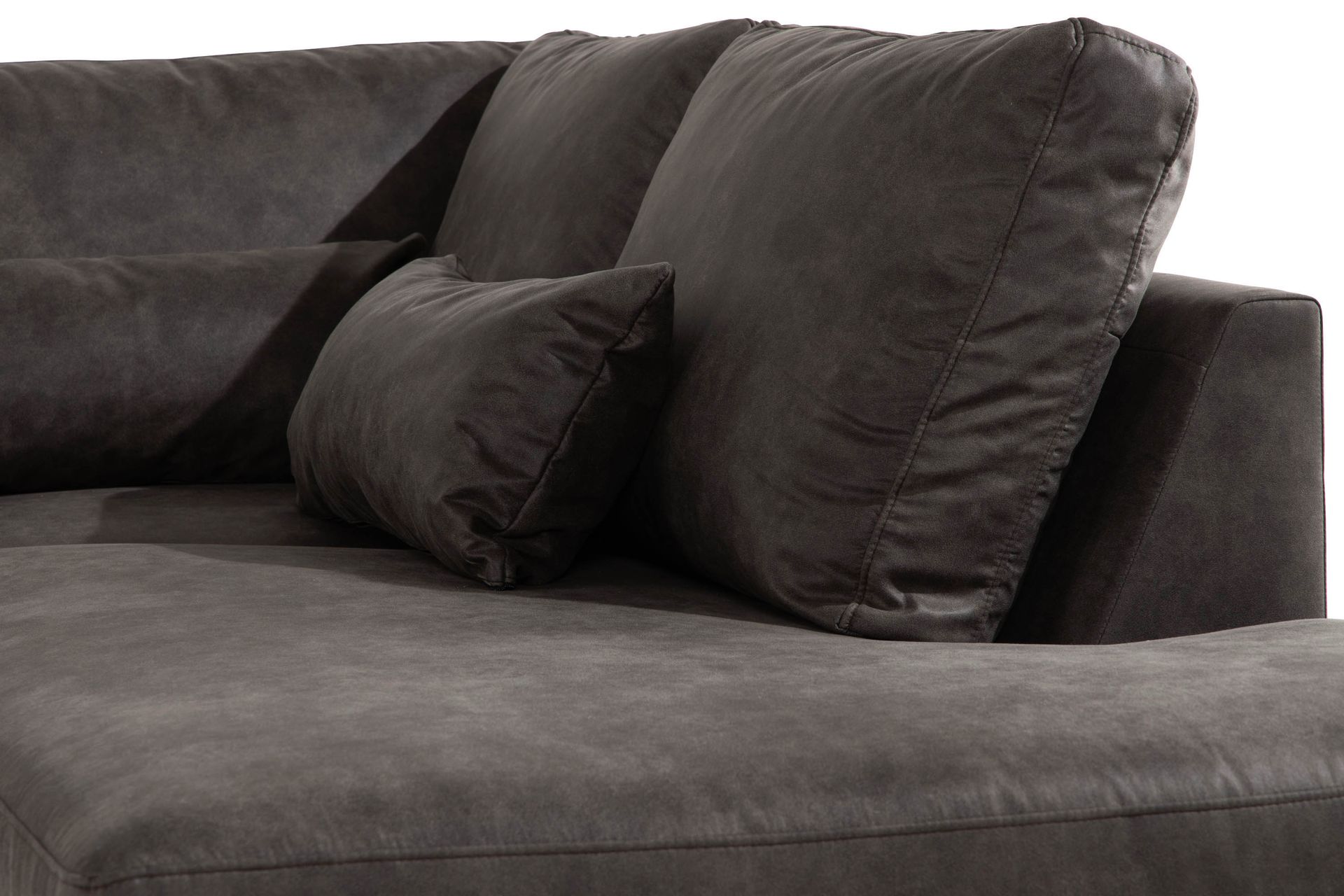 Copenhagen 5-seters Høyrevendt U-formet Sofa med Divan og Sjeselong i Kunstlær - Mørk grå - Møbler - Sofaer - Skinnsofaer