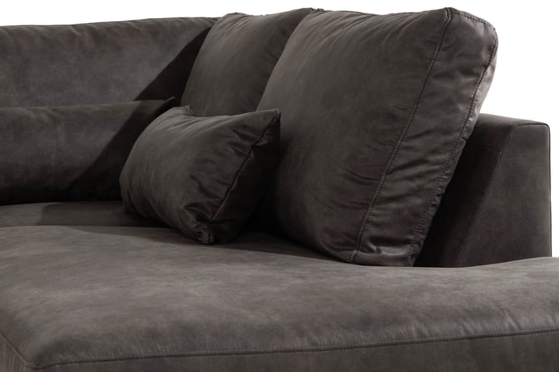 Copenhagen 5-seters Høyrevendt U-formet Sofa med Divan og Sjeselong i Kunstlær - Mørk grå - Møbler - Sofaer - Skinnsofaer