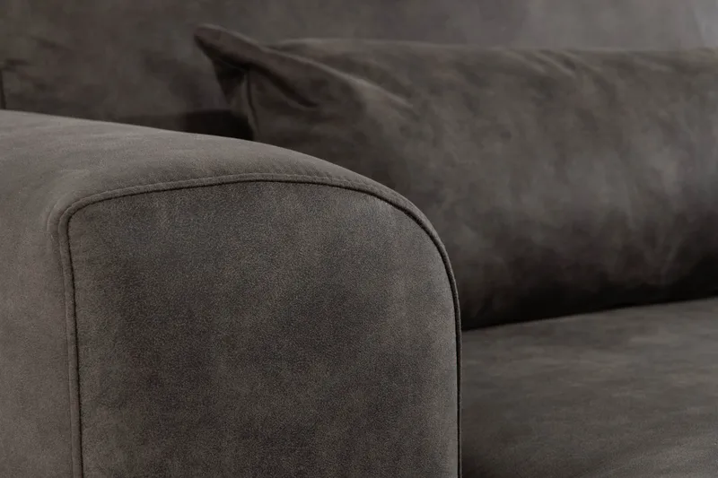 Copenhagen 5-seters Høyrevendt U-formet Sofa med Divan og Sjeselong i Kunstlær - Mørk grå - Møbler - Sofaer - Skinnsofaer