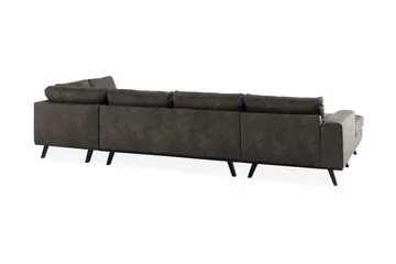Copenhagen 5-seters Høyrevendt U-formet Sofa med Divan og Sjeselong i Kunstlær - Mørk grå - Møbler - Sofaer - Skinnsofaer