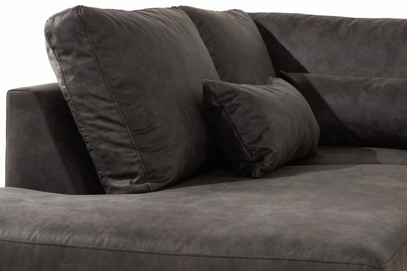 Copenhagen 5-seters Venstrevendt U-formet Sofa med Divan og Sjeselong i Kunstlær - Mørk grå - Møbler - Sofaer - Skinnsofaer