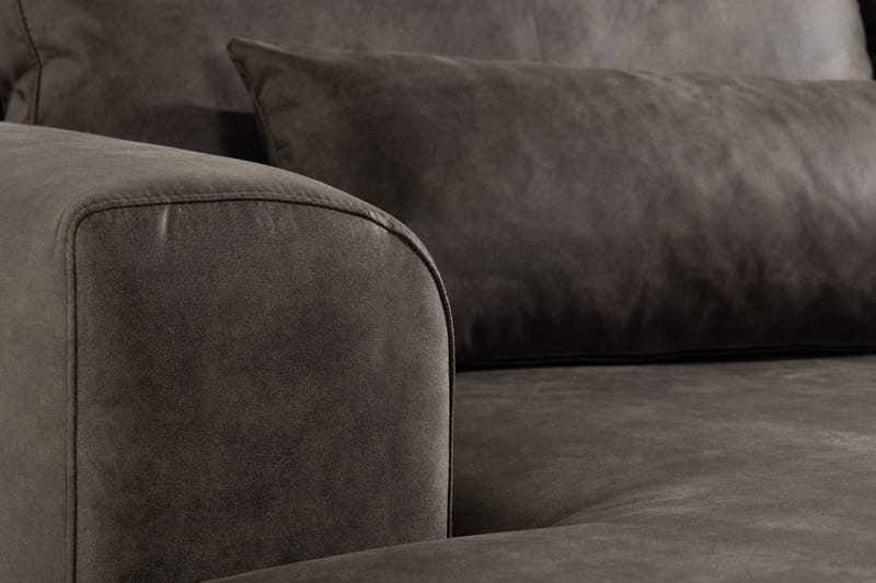 Copenhagen Divansofa Kunstlær - Mørkegrå - Skinnsofaer - Sofa med sjeselong - 4 seters sofa med divan