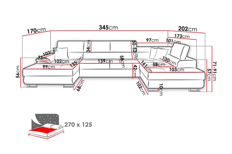 Cotere Hjørnesofa Høyre - Svart - Møbler - Sofaer - Skinnsofaer