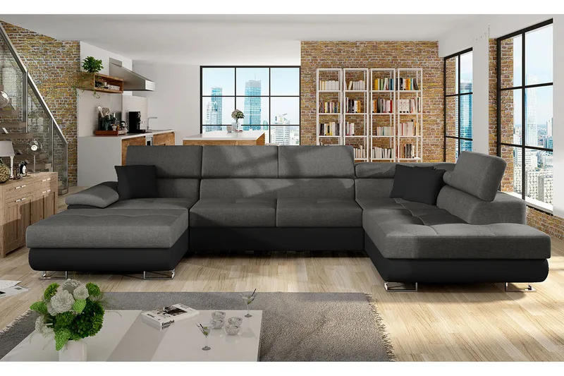 Cotere Hjørnesofa Høyre - Svart - Møbler - Sofaer - Skinnsofaer