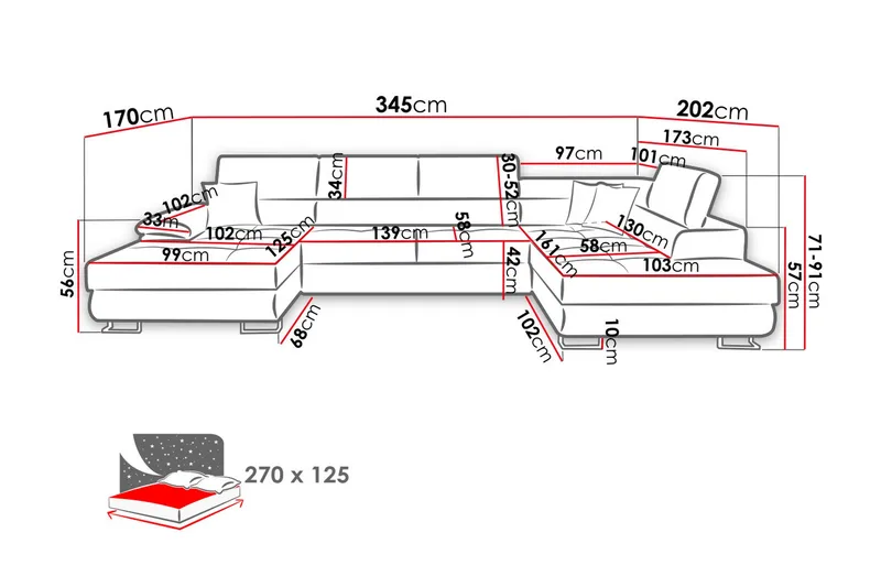 Cotere Hjørnesofa Høyre - Svart - Møbler - Sofaer - Skinnsofaer