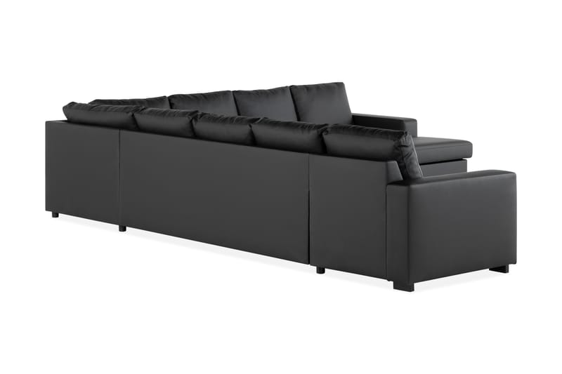 Crazy 7-seters Høyrevendt U-formet XX-Large Hjørnesofa med Divan i Kunstlær - Svart - Møbler - Sofaer - Skinnsofaer