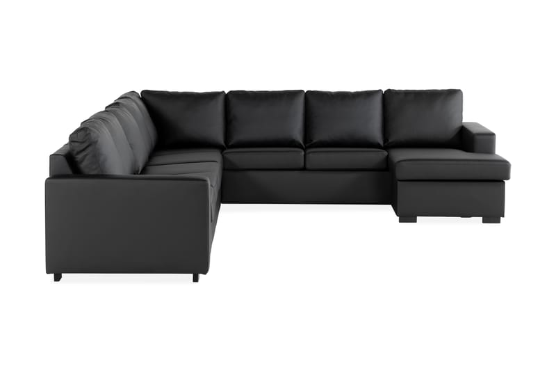 Crazy 7-seters Vendbar U-formet XX-Large Hjørnesofa med Divan i Kunstlær - Svart - Møbler - Sofaer - Skinnsofaer