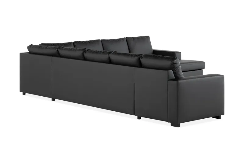 Crazy 7-seters Vendbar U-formet XX-Large Hjørnesofa med Divan i Kunstlær - Svart - Møbler - Sofaer - Skinnsofaer