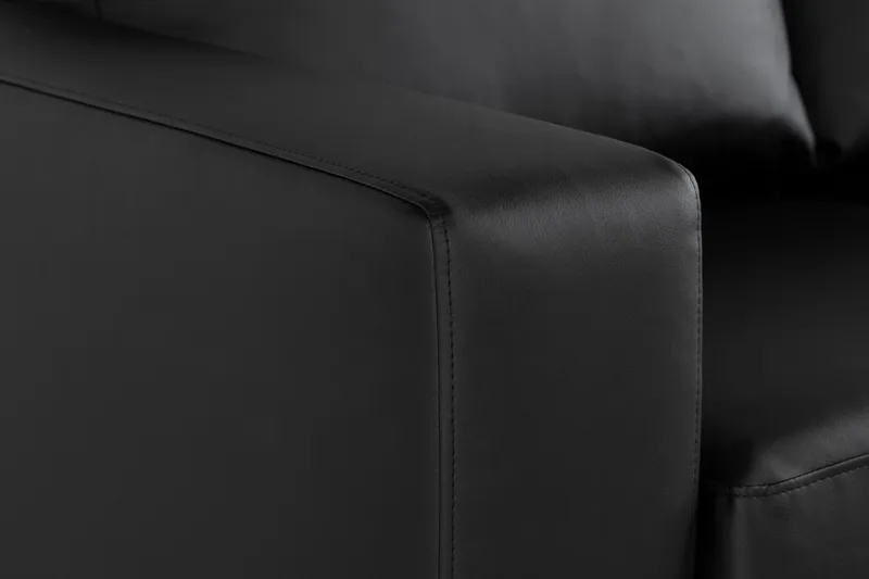 Crazy 7-seters Vendbar U-formet XX-Large Hjørnesofa med Divan i Kunstlær - Svart - Møbler - Sofaer - Skinnsofaer